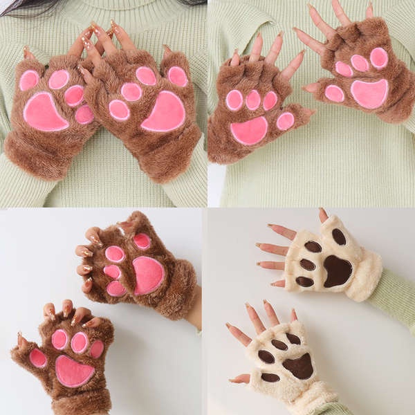 Găng Tay Hở Ngón Hình Chân Mèo Phong Cách Hàn Quốc Thời Trang Mùa Đông Cho Nữ