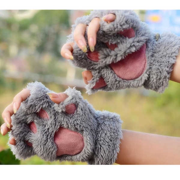 Găng Tay Hở Ngón Hình Chân Mèo Phong Cách Hàn Quốc Thời Trang Mùa Đông Cho Nữ