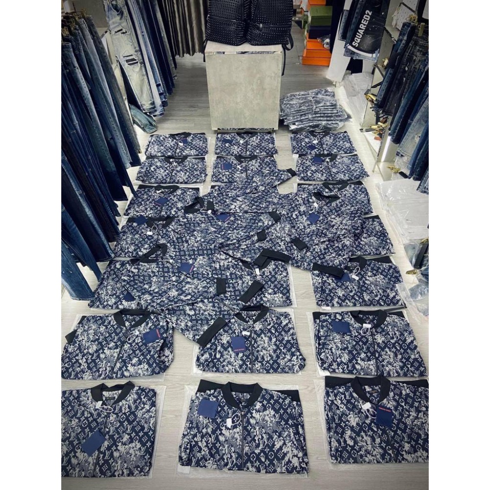 Áo bomber LV loang bản đẹp, vải bò loang chất liệu dài dặn bản SUPPER hàng QC cao cấp giời trẻ xu hướng