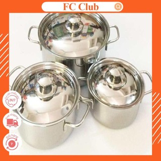 Bộ 3 nồi inox sharp cao cấp kích thước 16 18 24cm-bộ nồi sharp