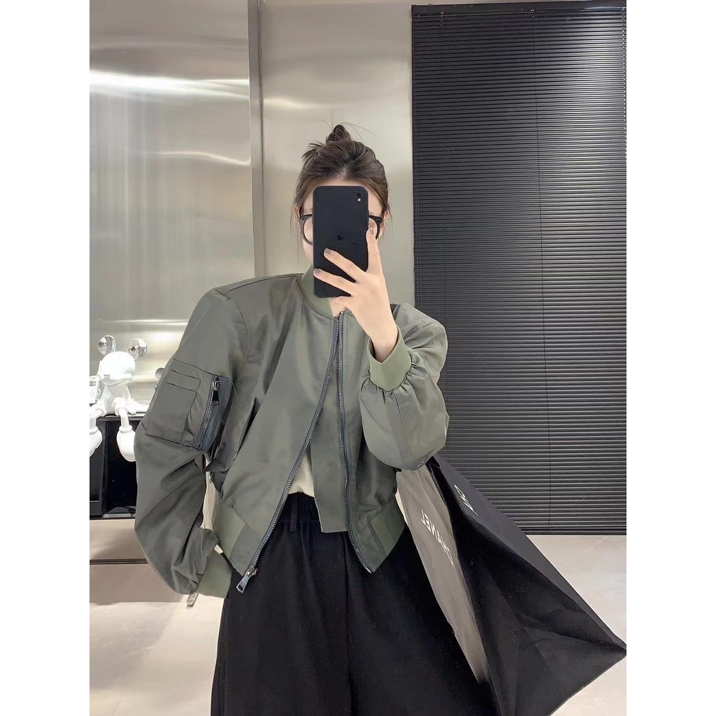 Áo Khoác Bóng Chày Ngắn Phối Túi Màu Sắc Ngọt Ngào Thời Trang Xuân Thu 2023