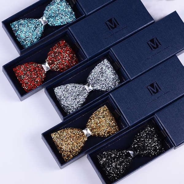 Cà Vạt Nơ Màu Đen Đính Đá Thời Thượng Cho Chú Rể