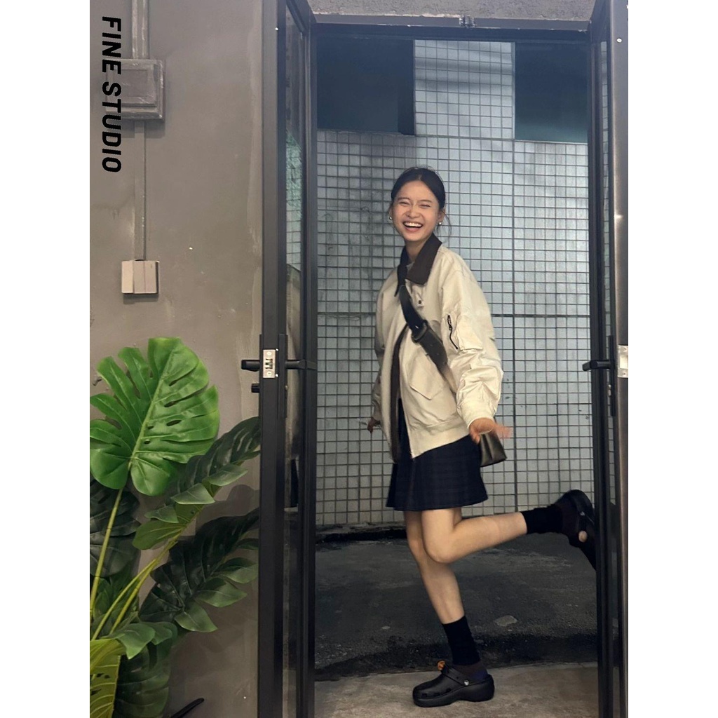 Fine studio Áo Khoác Bóng Chày Phong Cách retro Nhật Bản Thời Trang Xuân Thu 2023 Dành Cho Cặp Đôi