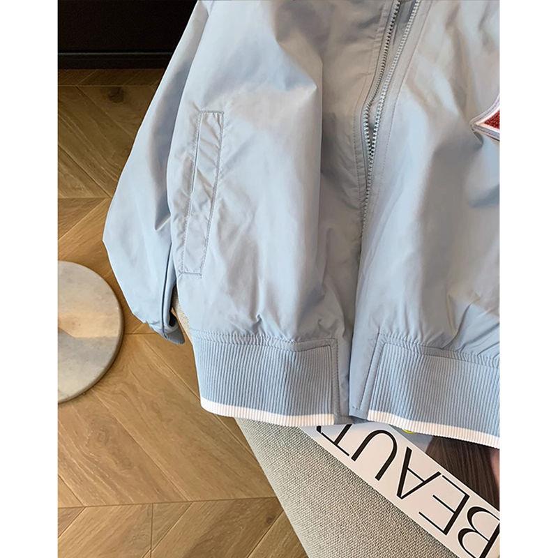 Áo Khoác Bóng Chày Cổ Đứng Thêu Họa Tiết Thời Trang Mùa Thu 2023 Cho Nữ