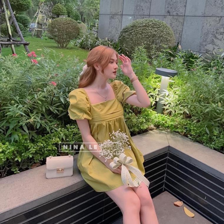 Đầm nữ baby tiểu thư màu hồng, tay bồng, siêu dễ thương B40