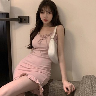 TT 28 - đầm Nữ 2 Dây - Đầm body 2 dây viền bèo Quyến rũ Mẫu siêu hot