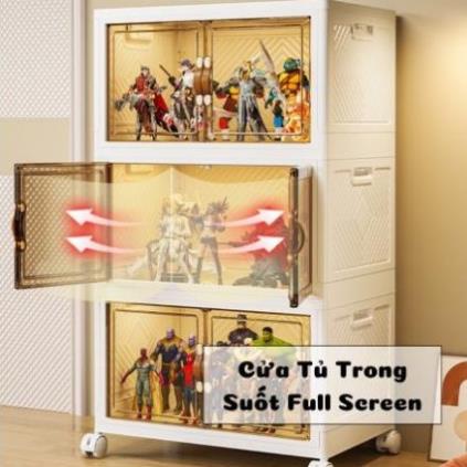 Tủ Nhựa Gấp Gọn 2 Cánh Mở FullScreen, Có Bánh Xe 360 Thông Minh, Đựng Đồ Tiện Lơi TUN040