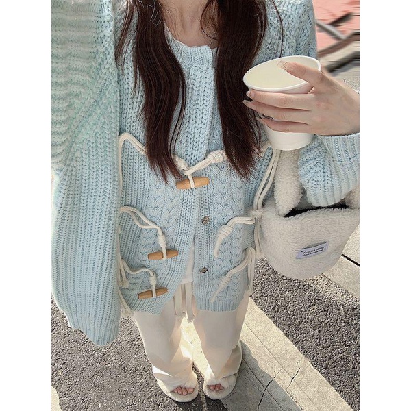 Áo Khoác sweater Cổ Tròn Phối Nút Thời Trang Thu Đông