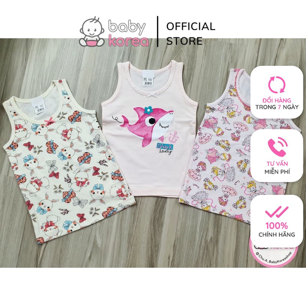 Set 3 áo sát nách cotton, set 3 quần lót MELLISSE made in korea Hàn Quốc mềm bé gái từ 10kg thời trang trẻ em BabyKorea