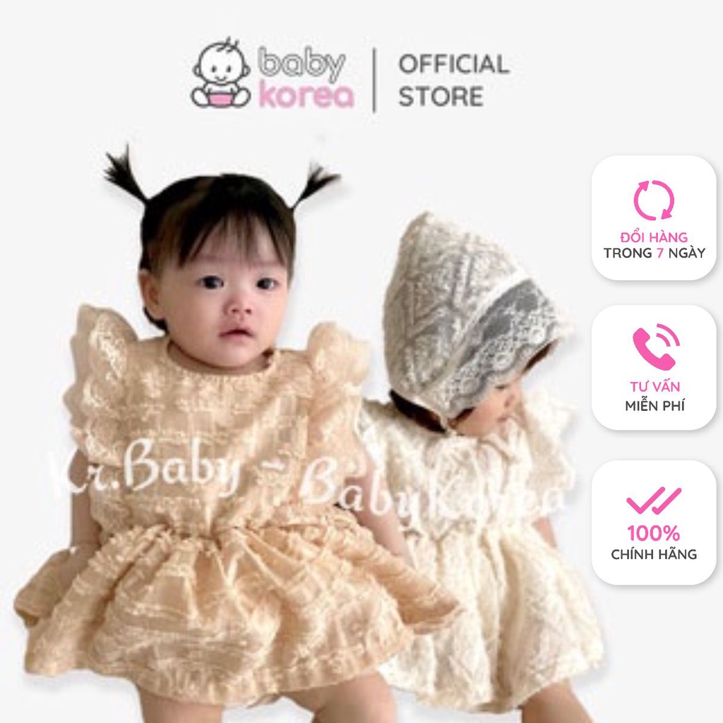 Set suit kèm mũ bonet thôi nôi Hàn Quốc dự tiệc cho bé gái made in Korea thời trang trẻ em BABYKOREA