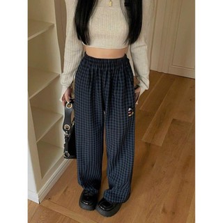 Quần suông sọc kẻ caro thêu Mickey hot hit , Quần suông sọc kẻ caro thêu Mickey siêu cute - MiaShop