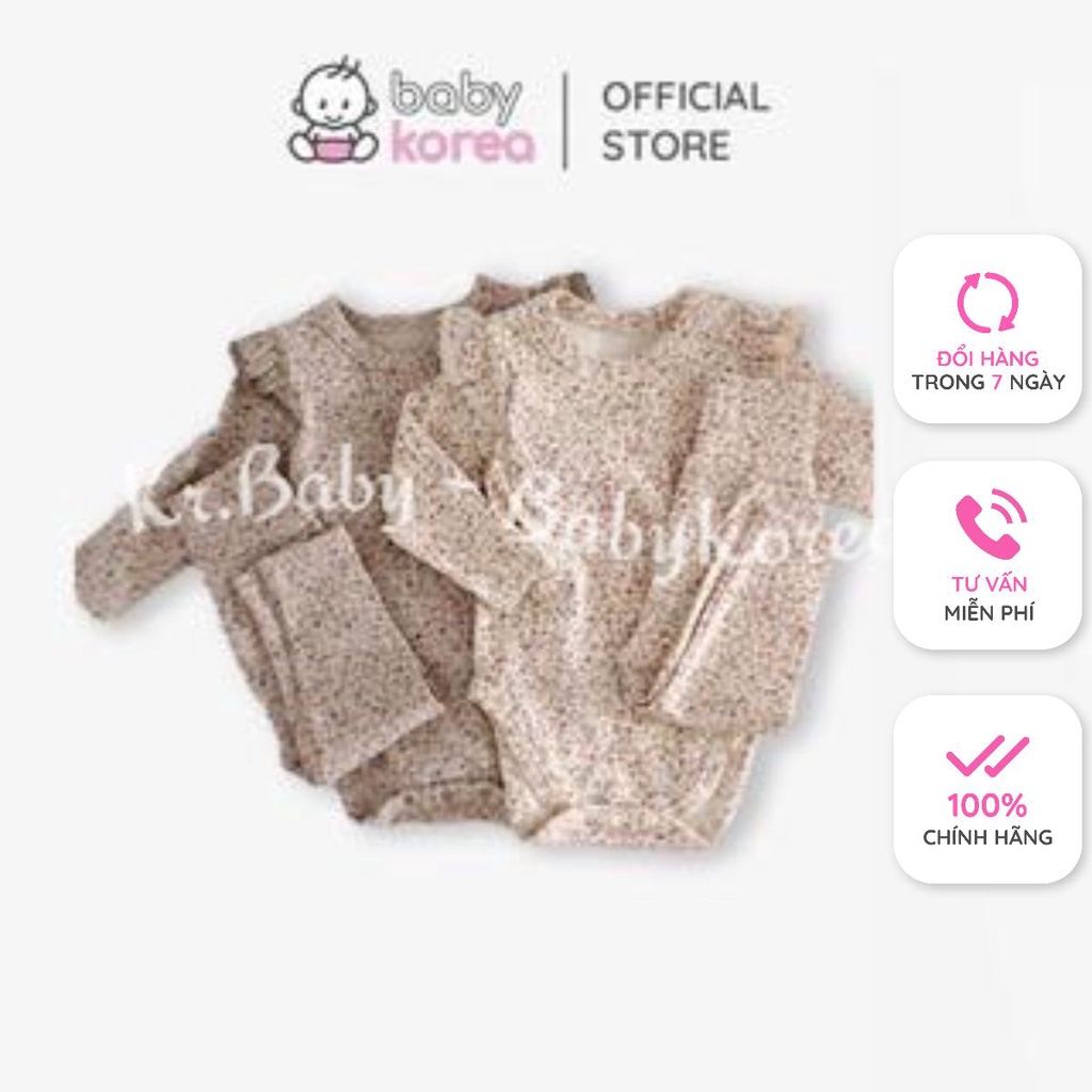 (Chính hãng) Bộ bodysuit dài tay hoa FLORAL 2022 vintage co giãn PEEKABOO made in Korea thời trang trẻ em cho bé gái