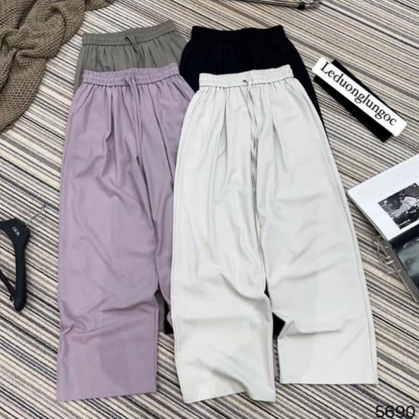 Quần suông lưng chun chất chéo hàn QC nhiều màu siêu đẹp, Quần suông lưng cao chất đẹp Qc Hot hit - MiaShop