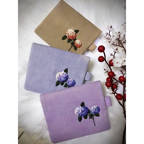 VÍ THÊU TAY hoa cẩm tú cầu, kích thước 10x12cm