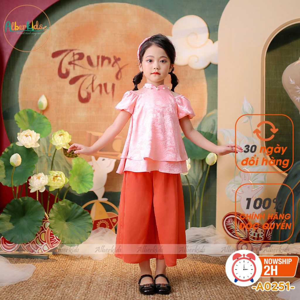 Sét đồ bộ TẾT bé gái ALBERKIDS Nhật Nguyệt công chúa xinh đẹp 2,3,4,5,6,7,8,9,10,11,12 tuổi A0251
