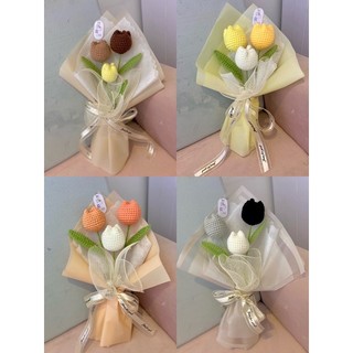 Bó 3 hoa Tulip bằng len handmade.