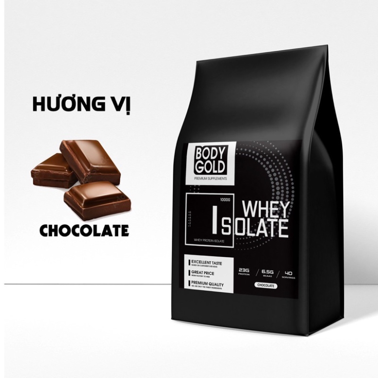 Sữa Tăng Cơ - Giảm Mỡ - Whey Protein Isolate BodyGold túi 1kg + Tặng bình lắc