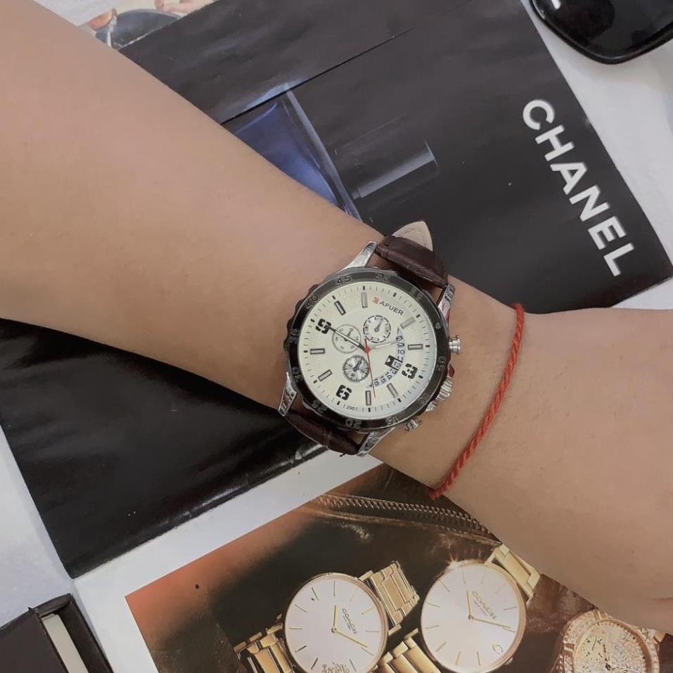 Đồng hồ đeo tay Cafuer 290 vỏ kim loại mạ trắng sáng - Đồng hồ nam dây da mềm mại | BigBuy360 - bigbuy360.vn