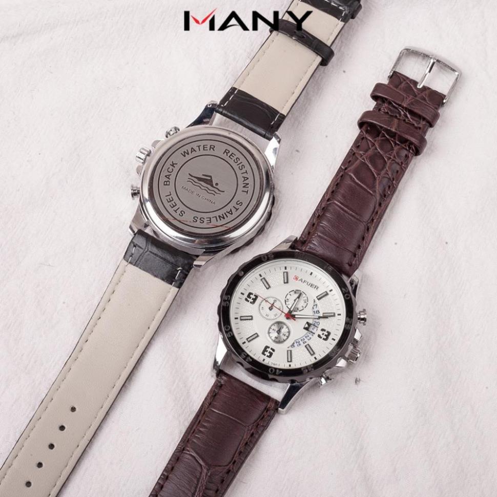 Đồng hồ đeo tay Cafuer 290 vỏ kim loại mạ trắng sáng - Đồng hồ nam dây da mềm mại | BigBuy360 - bigbuy360.vn