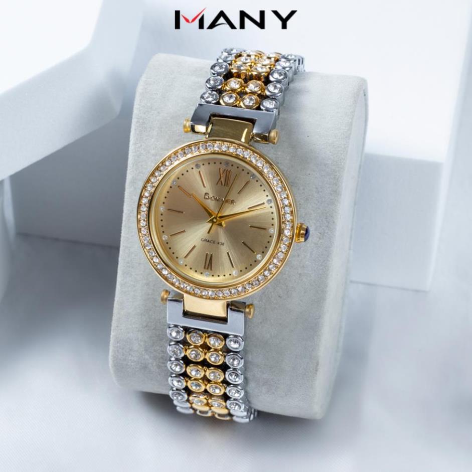 Đồng hồ nữ Bonaier 438 mặt tròn dây kim loại mạ vàng bạc cao cấp - Đồng hồ nữ đính đá sang trọng | BigBuy360 - bigbuy360.vn