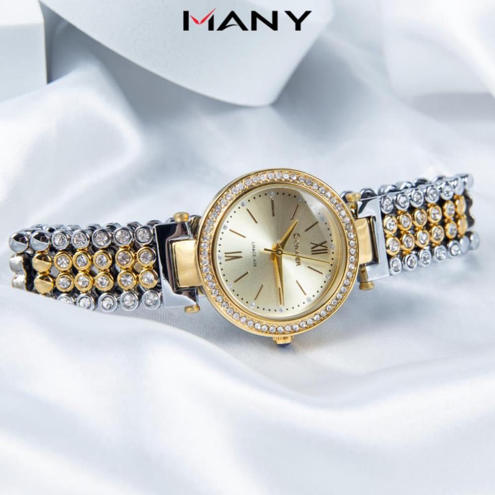 Đồng hồ nữ Bonaier 438 mặt tròn dây kim loại mạ vàng bạc cao cấp - Đồng hồ nữ đính đá sang trọng | BigBuy360 - bigbuy360.vn