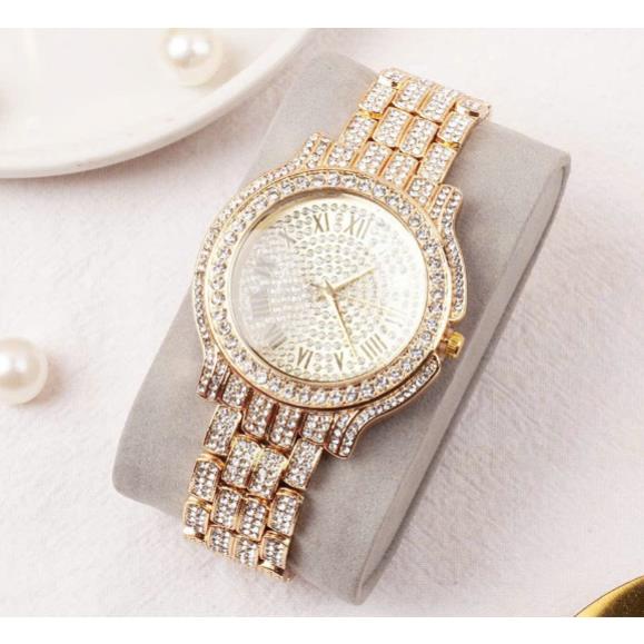 Đồng hồ nam nữ đính đá -Đồng hồ tròn đính đá 40mm dây thép thời trang, sang trọng - TẶNG PIN DỰ PHÒNG | BigBuy360 - bigbuy360.vn