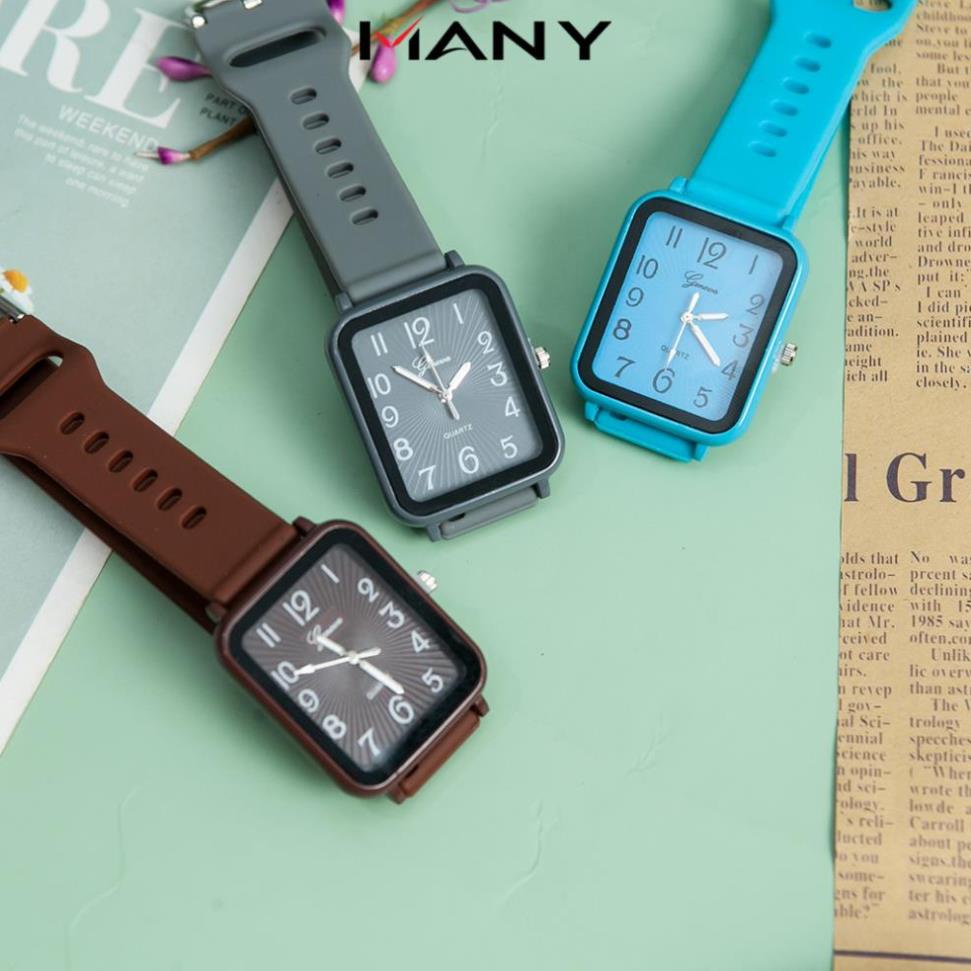 Đồng hồ Unisex Geneva mặt chữ nhật (kiểu 1) - Đồng hồ nam nữ đeo tay dây cao su bền đẹp | BigBuy360 - bigbuy360.vn