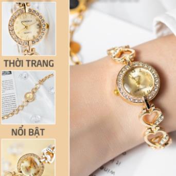 Đồng hồ nữ HONGRUI thời trang dây trái tim, cực xinh, dễ thương - TẶNG VÒNG MAY MẮN