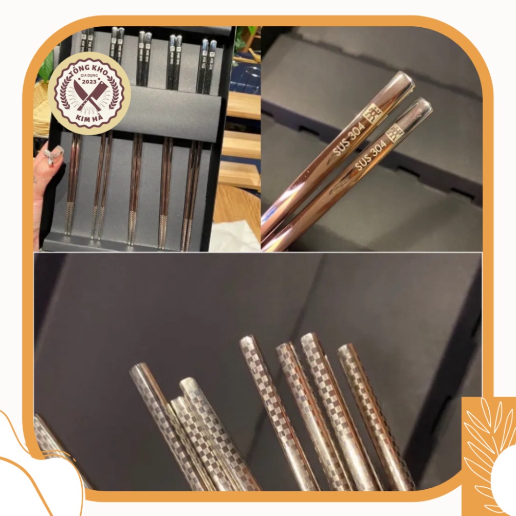 Hộp 5 đôi Đũa Inox Đức SUS 304 Zwilling Chống Trơn Trượt Hàng Cao Cấp Kho gia dụng