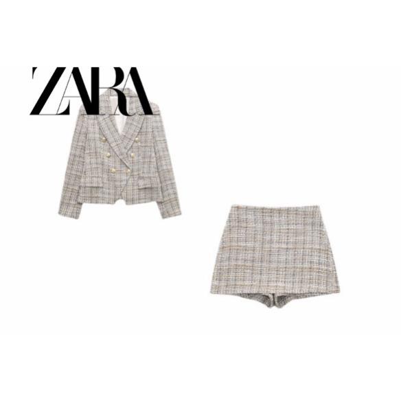 Morocco Zara Áo Khoác Blazer Kết Cấu Đôi Thời Trang Zara Cho Nữ