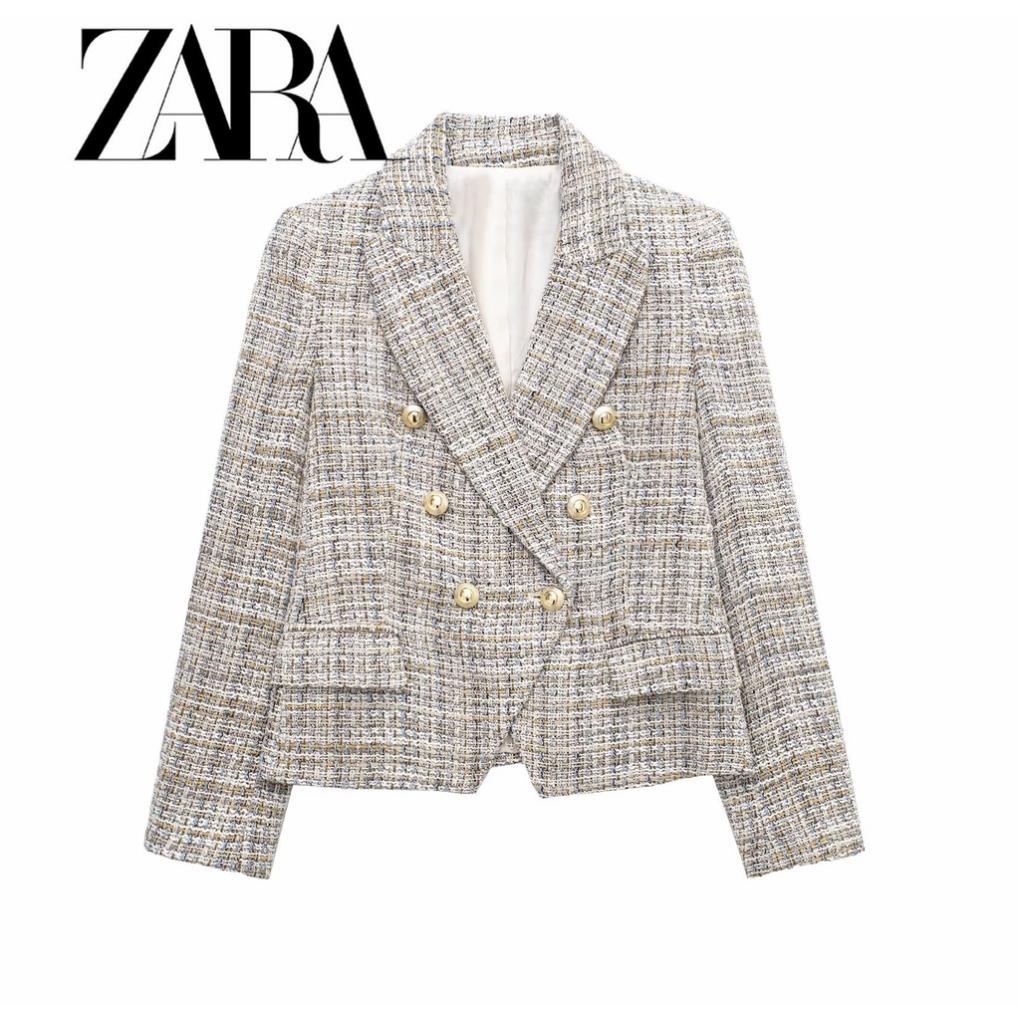 Morocco Zara Áo Khoác Blazer Kết Cấu Đôi Thời Trang Zara Cho Nữ
