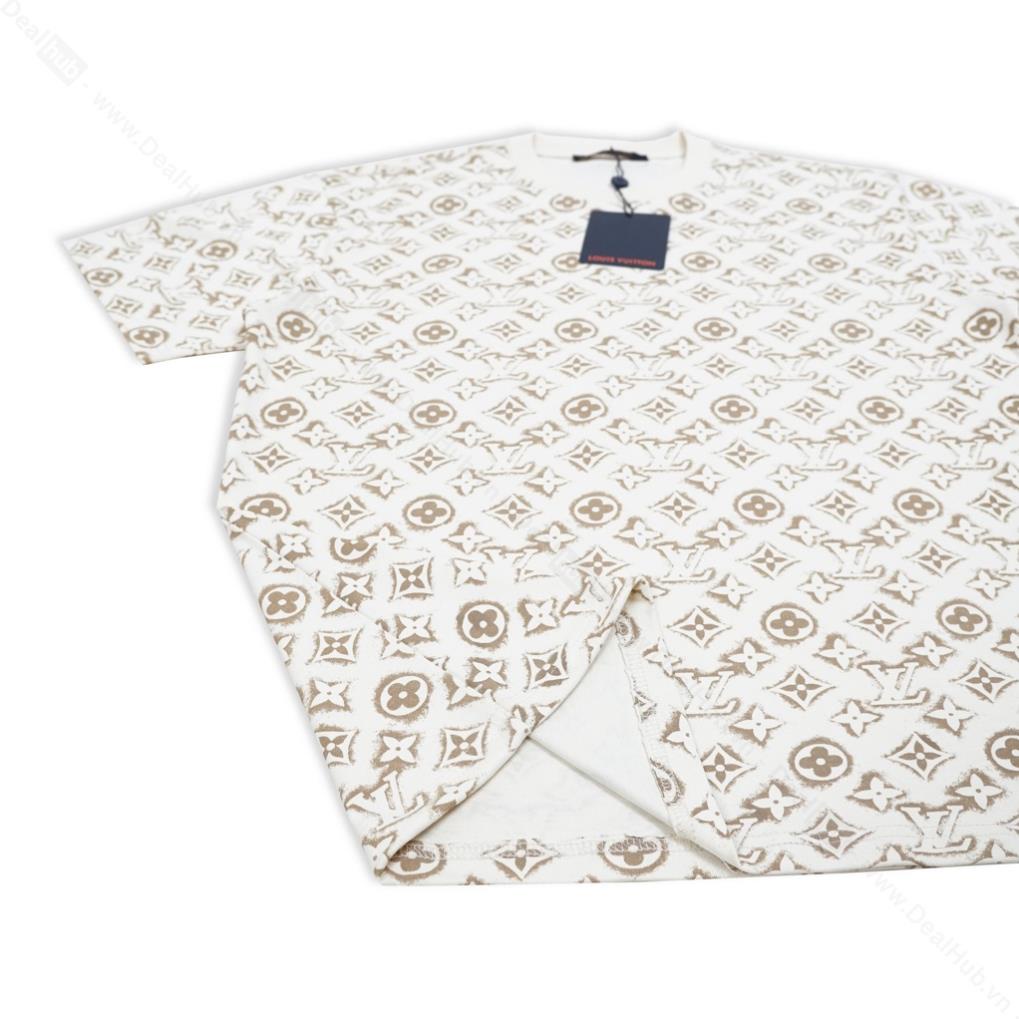 Áo Thun Cổ Tròn L.ouis V.uitton Sand Monogram L.V Cotton Cao Cấp.