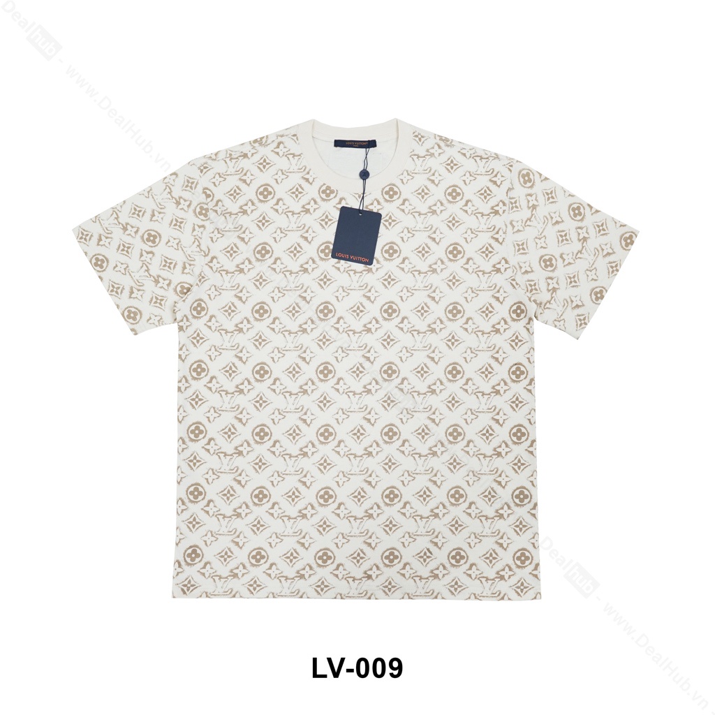 Áo Thun Cổ Tròn L.ouis V.uitton Sand Monogram L.V Cotton Cao Cấp.