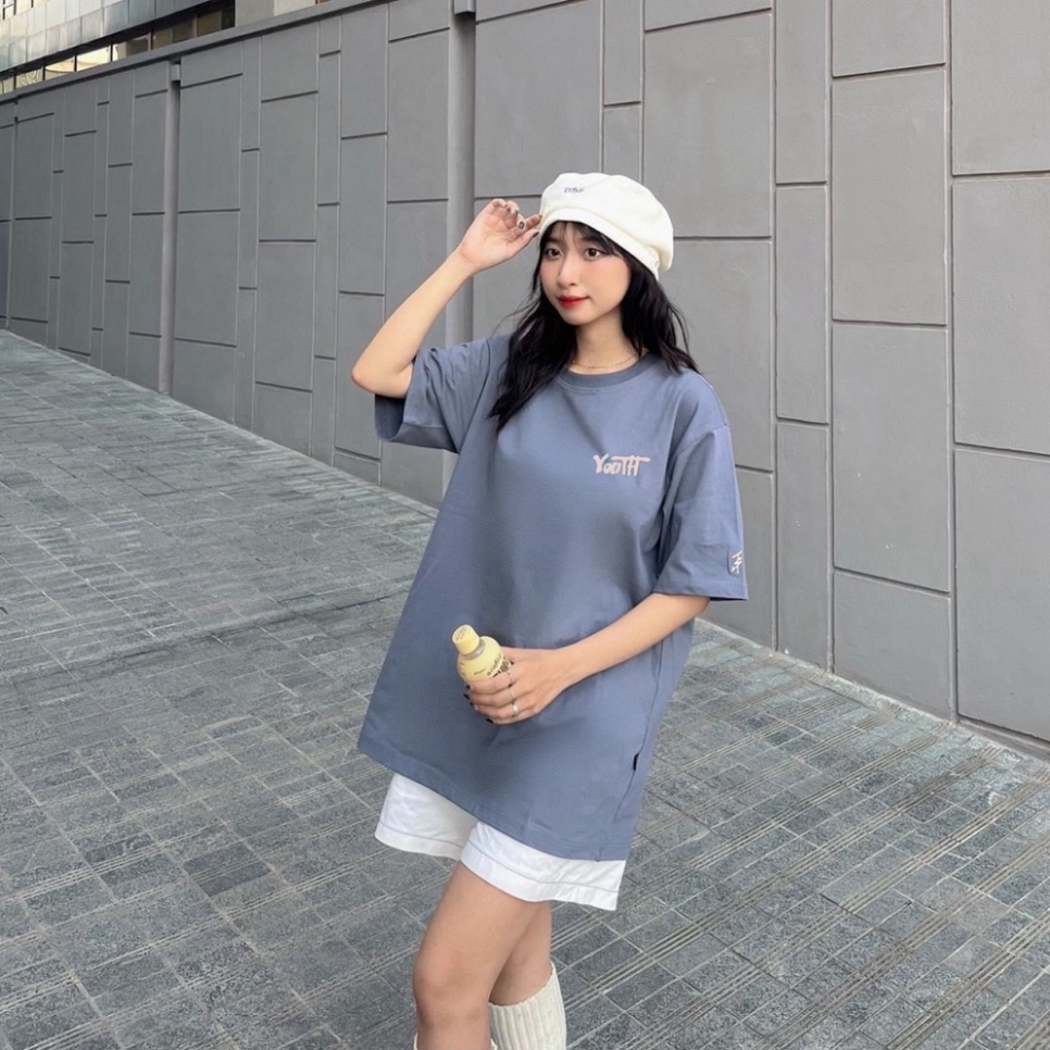 Deal - áo kéo dãn nam nữ nelly unisex YOUTH form rộng cổ hình tròn trụ tay lỡ vải Cotton xịn FreeSize - YOUTH