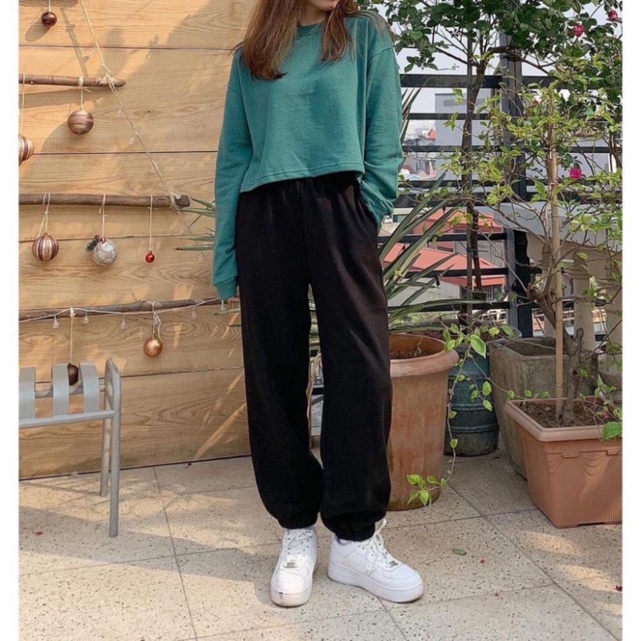 Deal - Quần jogger nam nữ thu đông trơn cạp chun cotton đứng dáng tư thế Sport FreeSize từ 40-60kg