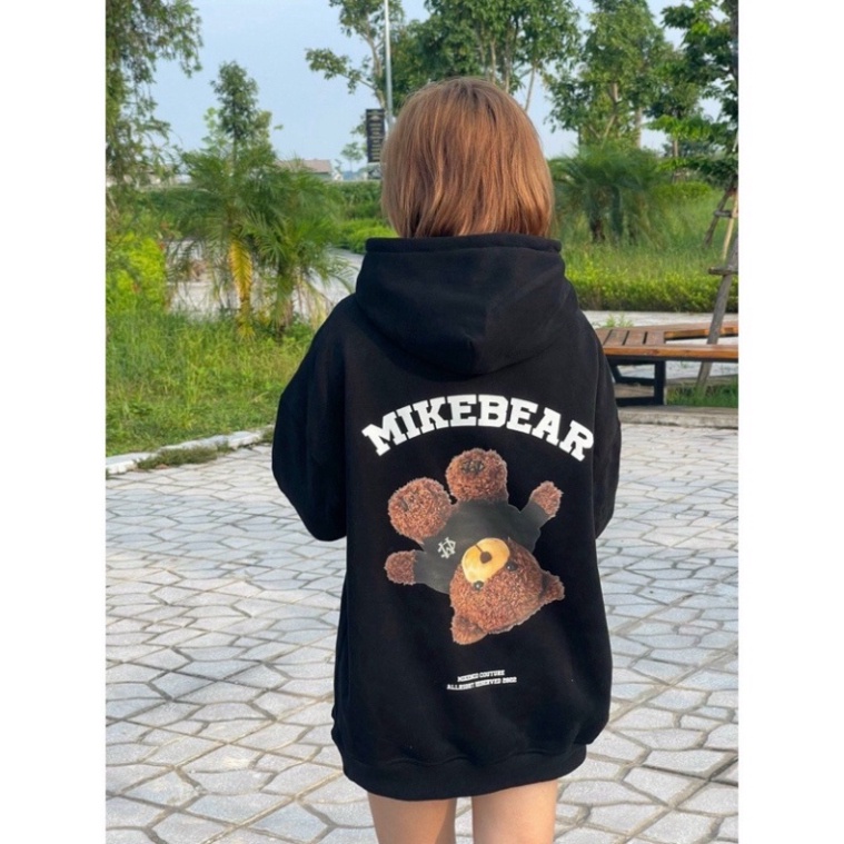 Áo hoodie nam nữ nỉ bông MIKEBEAR in hình gấu form rộng unisex mũ rộng , Áo khoác nỉ có mũ ulzzang phong cách Hàn Quốc