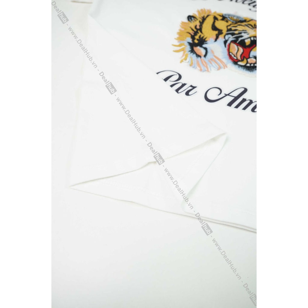 Áo Thun Cổ Tròn Guc.ci Angry Tiger Logo Thêu Cotton Cao Cấp 260gsm.