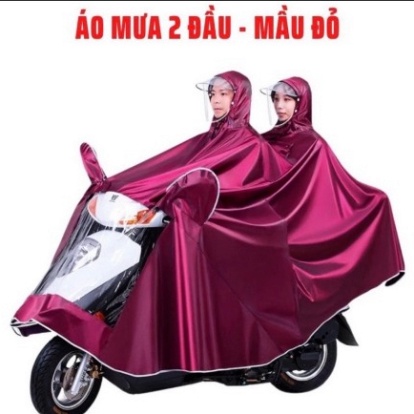 Áo mưa 2 đầu có phản quang tiện lợi  - Áo Mưa Cánh Dơi Có Kính Che Mưa 1 Người Và 2 Người
