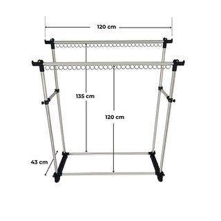 Sào phơi quần áo ống inox F25 - lắp ghép - xếp gọn - loại đôi có khoen - Vininox