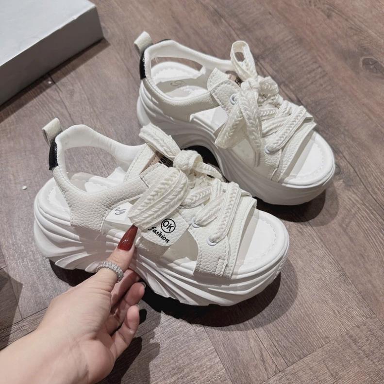 GIÀY SANDAL QUAI DÂY DA CỘT ĐẾ PU CAO 5 PHÂN MỚI HÀNG QUẢNG CHÂU