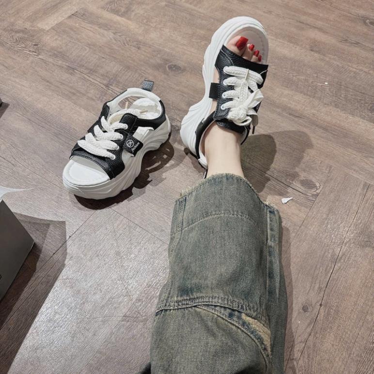 GIÀY SANDAL QUAI DÂY DA CỘT ĐẾ PU CAO 5 PHÂN MỚI HÀNG QUẢNG CHÂU