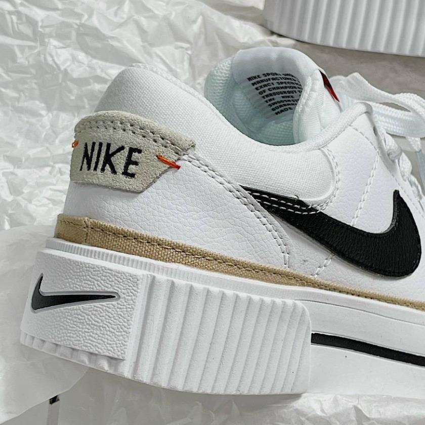 Giày Thể Thao Ni.ke Trắng Tăng Chiều Cao Viền Vàng Giày Court Legacy Lift Black White