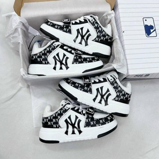 Giày unisex cổ thấp mlb chunky liner mid classic monogram, mlb liner mono ny đen bản dán, mlb liner dán ny