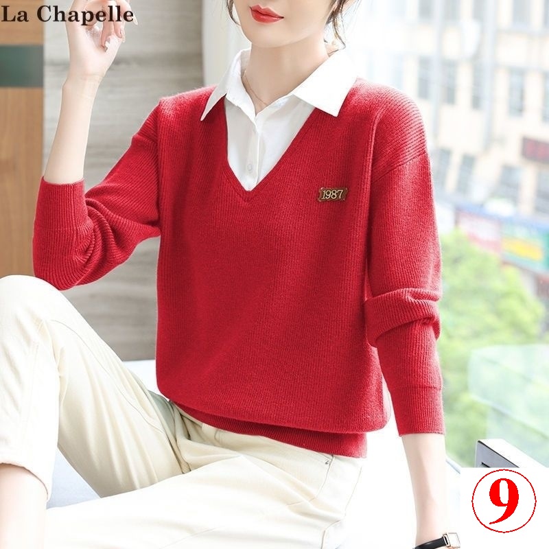 Áo Sơ Mi Giả Hai Lớp Dáng Rộng Thời Trang Thu Đông Mới Cho Nữ