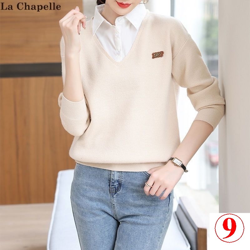 Áo Sơ Mi Giả Hai Lớp Dáng Rộng Thời Trang Thu Đông Mới Cho Nữ