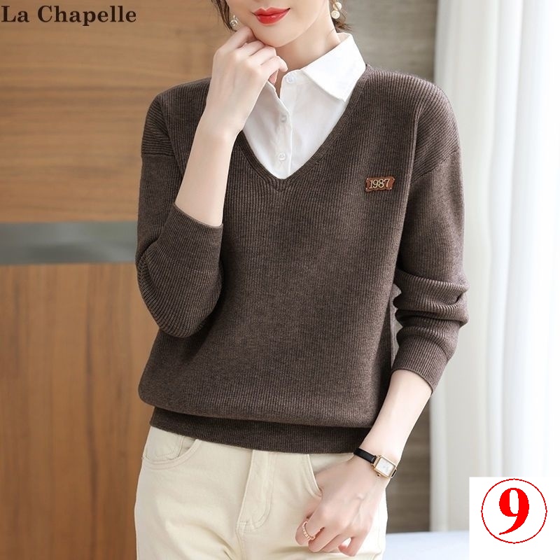 Áo Sơ Mi Giả Hai Lớp Dáng Rộng Thời Trang Thu Đông Mới Cho Nữ