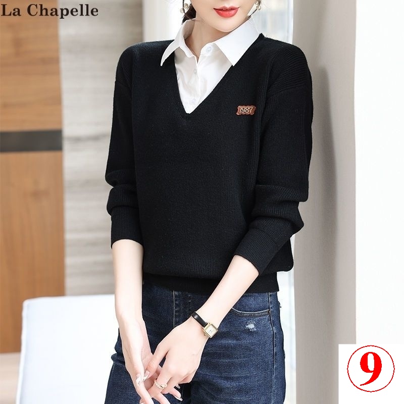 Áo Sơ Mi Giả Hai Lớp Dáng Rộng Thời Trang Thu Đông Mới Cho Nữ