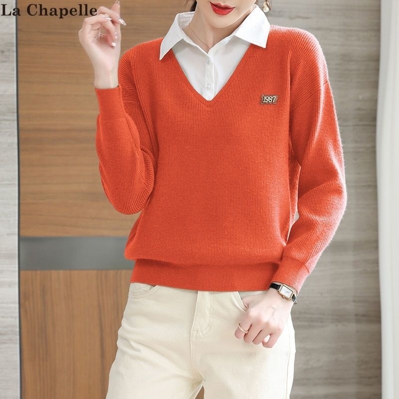 Áo Sơ Mi Giả Hai Lớp Dáng Rộng Thời Trang Thu Đông Mới Cho Nữ