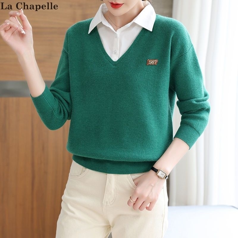 Áo Sơ Mi Giả Hai Lớp Dáng Rộng Thời Trang Thu Đông Mới Cho Nữ