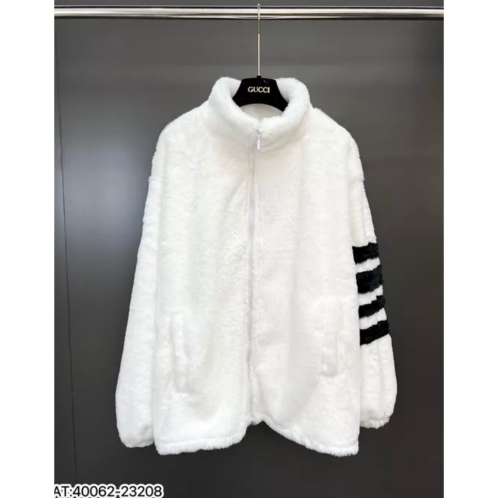 Áo Khoác Lông Thome Mượt Dày Dặn Cao Cấp - Áo Khoác Lông Cừu Phối 4 Sọc Tay Fom Rộng Unisex Cực Đẹp Hottrend 2023